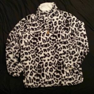 fuzzy leopard print sherpa
